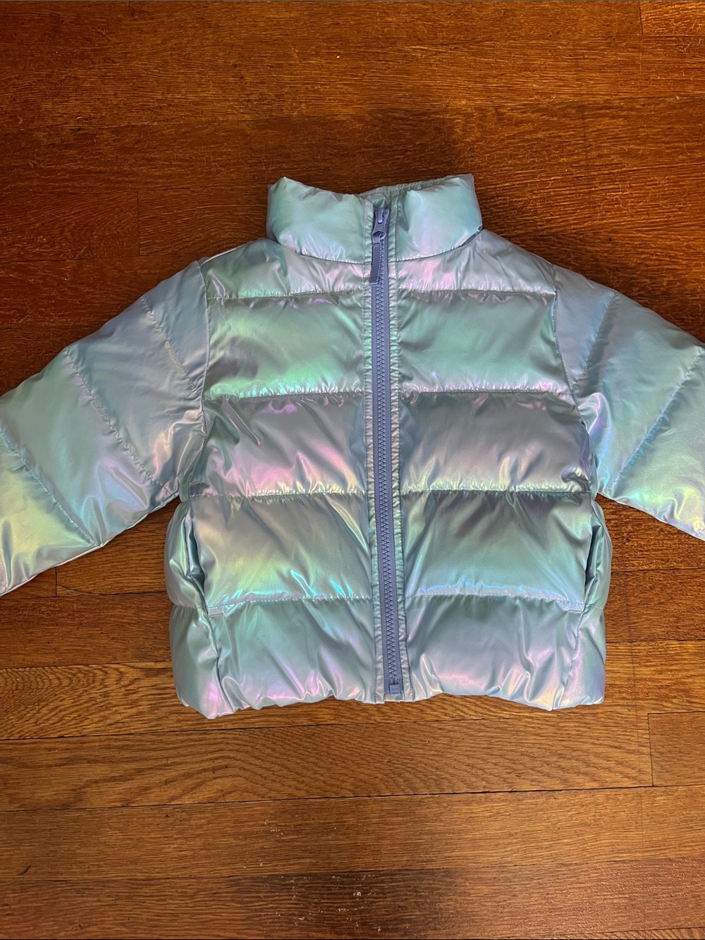 NWOT Crewcuts toddler blue iridescent puffer coat